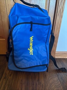 Wrangler Blue Duffel with Yellow Logo and Black Trim
